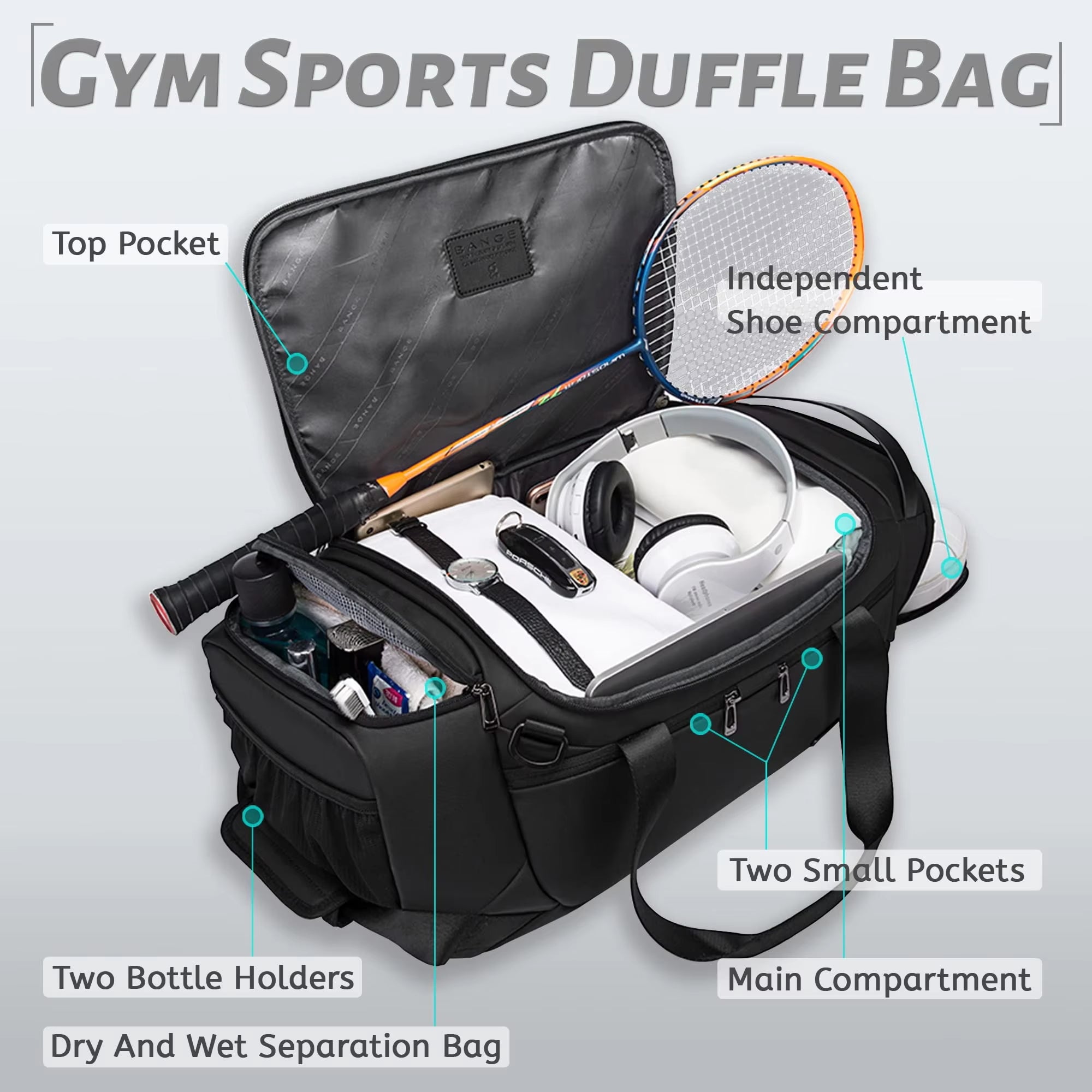 Sports Waterproof Duffel Bags with Shoe Compartment 21 Inch Gym Bag for Men with Wet and Dry Compartment Travel Bags Gym