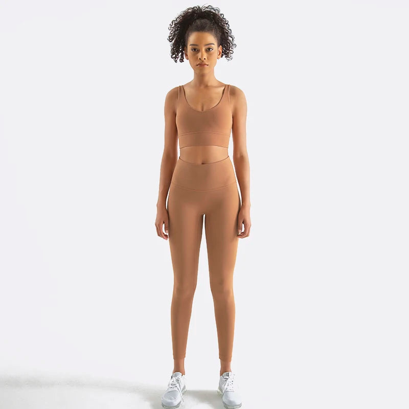 Nylon Tracksuits Women'S Yoga Set Sports Suit Gym Fitness Bra Leggings Women Lounge Wear Crop Tops Sexy 18 Colors