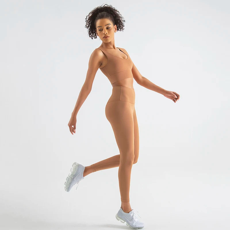 Nylon Tracksuits Women'S Yoga Set Sports Suit Gym Fitness Bra Leggings Women Lounge Wear Crop Tops Sexy 18 Colors